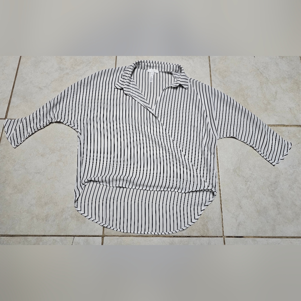 Leith stripe high low blouse top shirt xs